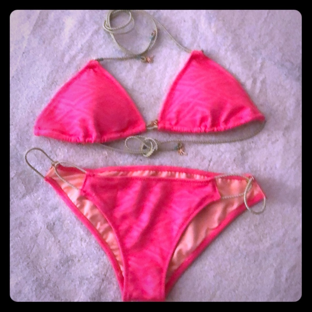 NEW no tags. Victoria’s Secret bikini PINK scrappy
